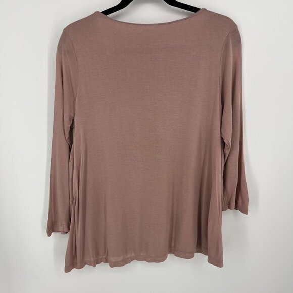 J Jill Pure Jill Supersoft 3/4 Sleeve Elliptical Tee Size S Fawn Pink Mauve Soft - Picture 2 of 11